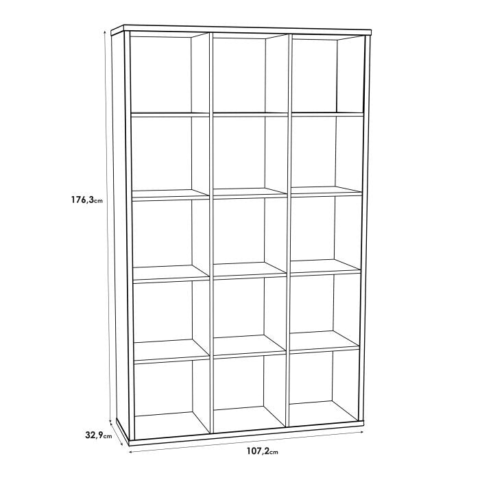 Mauro Tall Wide 3x5 Bookcase in Sonoma Oak