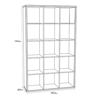 Mauro Tall Wide 3x5 Bookcase in Sonoma Oak