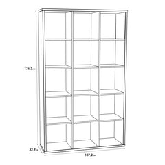 Mauro Tall Wide 3x5 Bookcase in Sonoma Oak - Furniture One Shop