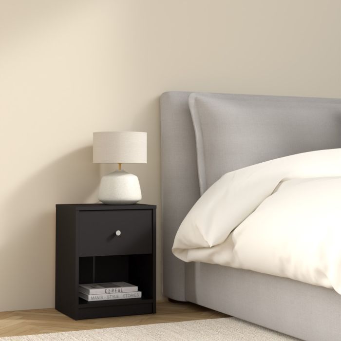 May Bedside 1 Drawer in Black - UK