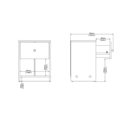 May Bedside 1 Drawer in Grey - UK