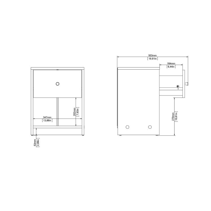 May Bedside 1 Drawer in Grey - UK