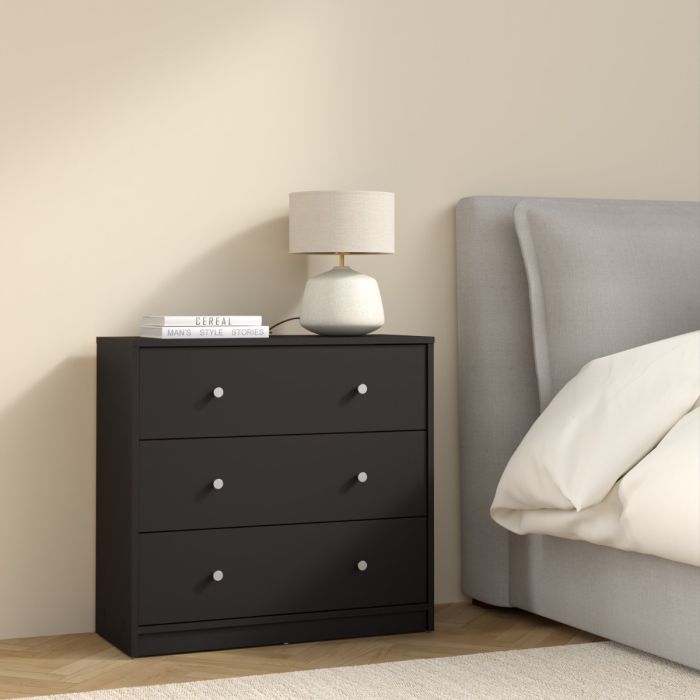 May Chest of 3 Drawers in Black - UK