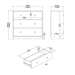 May Chest of 3 Drawers in Black - UK - Furniture One Shop