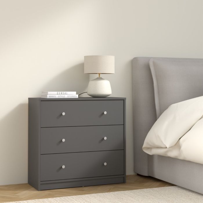 May Chest of 3 Drawers in Grey - UK