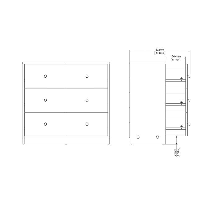 May Wooden Chest of 3 Drawers in White