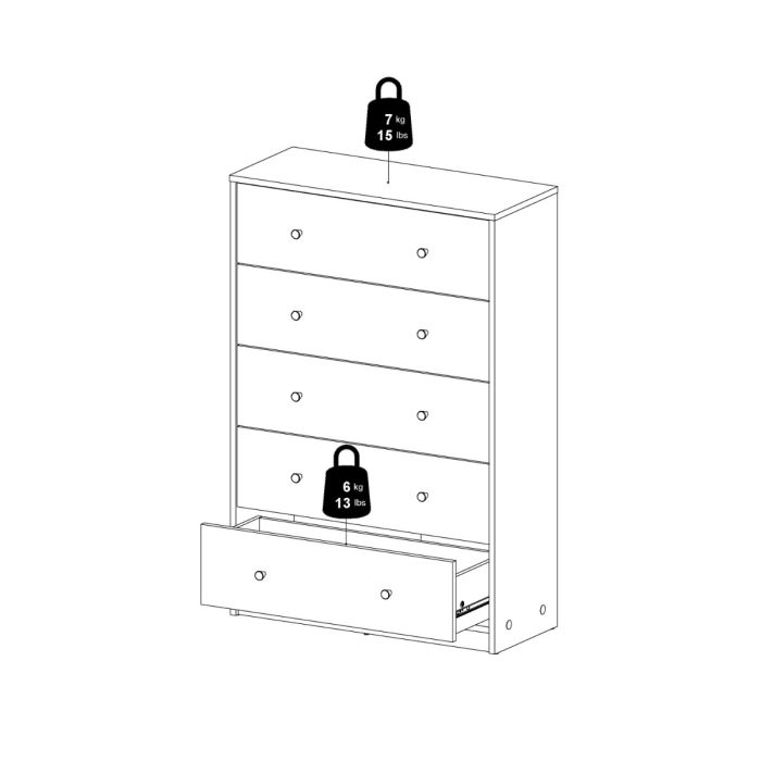 May Chest of 5 Drawers in Black - UK