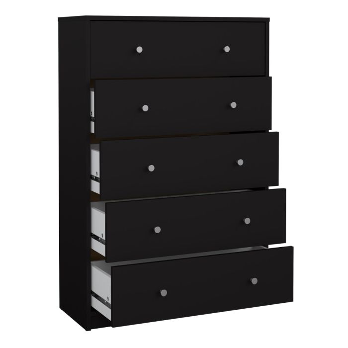 May Chest of 5 Drawers in Black - UK