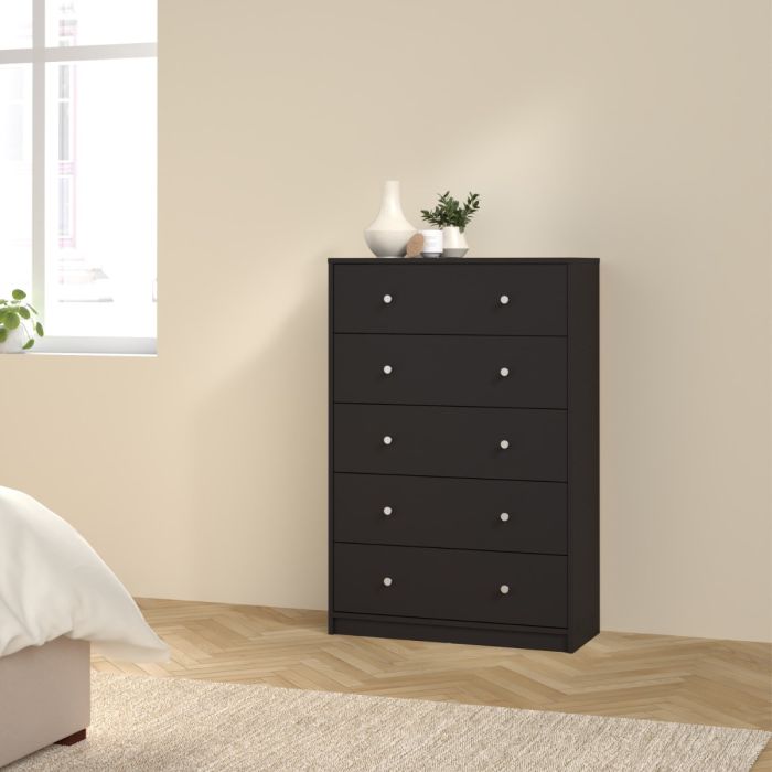 May Chest of 5 Drawers in Black - UK