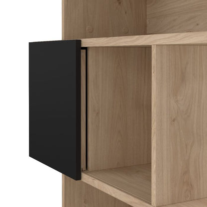 Maze Asymmetrical Bookcase with 3 Doors in Jackson Hickory and Black - UK