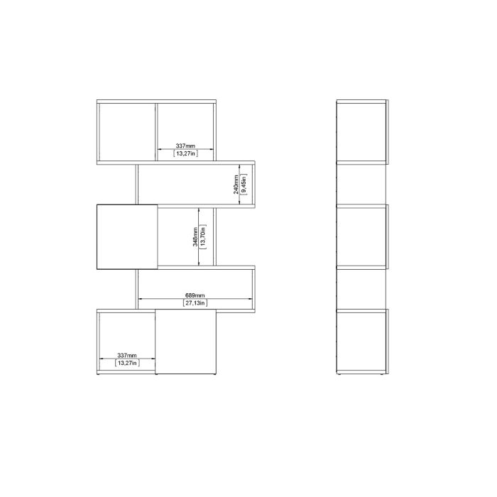 Maze Asymmetrical Bookcase with 3 Doors in Jackson Hickory and Concrete - UK