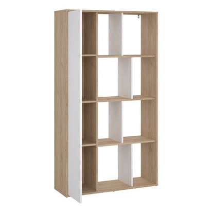 Maze Bookcase with 1 Door in Jackson Hickory and White High Gloss - UK