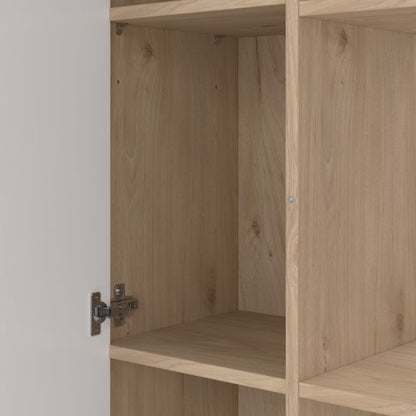 Maze Bookcase with 1 Door in Jackson Hickory and White High Gloss - UK