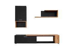 Maze II Wooden Entertainment Unit in Black Matt & Oak Wotan - Furniture One Shop