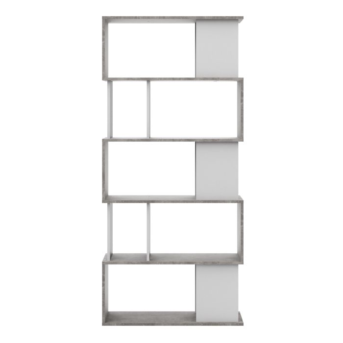 Maze Open Bookcase 4 Shelves in Concrete and White - UK