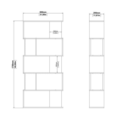 Maze Open Bookcase 4 Shelves in Concrete and White - UK