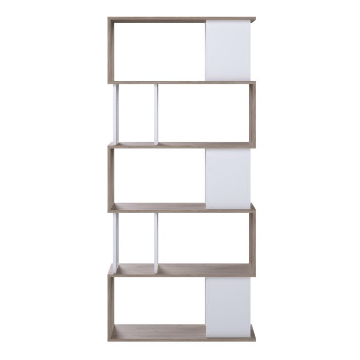 Maze Open Bookcase 4 Shelves in Jackson Hickory Oak and White - UK