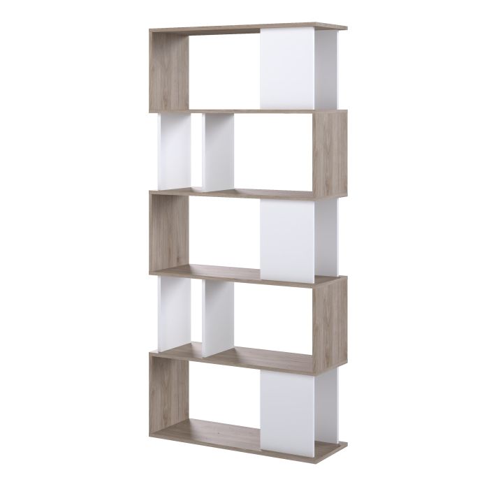 Maze Open Bookcase 4 Shelves in Jackson Hickory Oak and White - UK