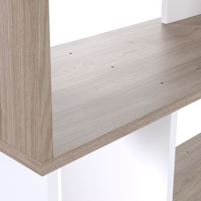 Maze Open Bookcase 4 Shelves in Jackson Hickory Oak and White - UK