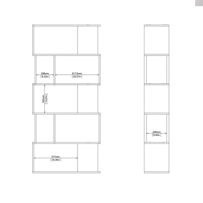 Maze Open Bookcase 4 Shelves in Jackson Hickory Oak and White - UK