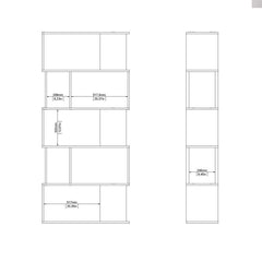Maze Open Bookcase 4 Shelves in Jackson Hickory Oak and White - UK