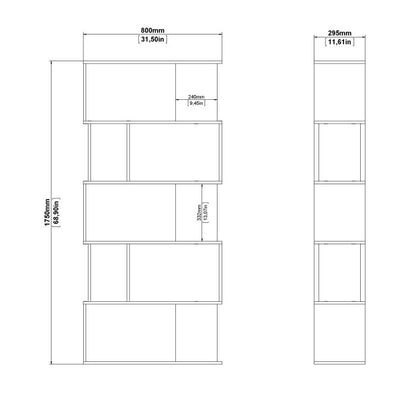 Maze Open Bookcase 4 Shelves in Jackson Hickory Oak and White - UK