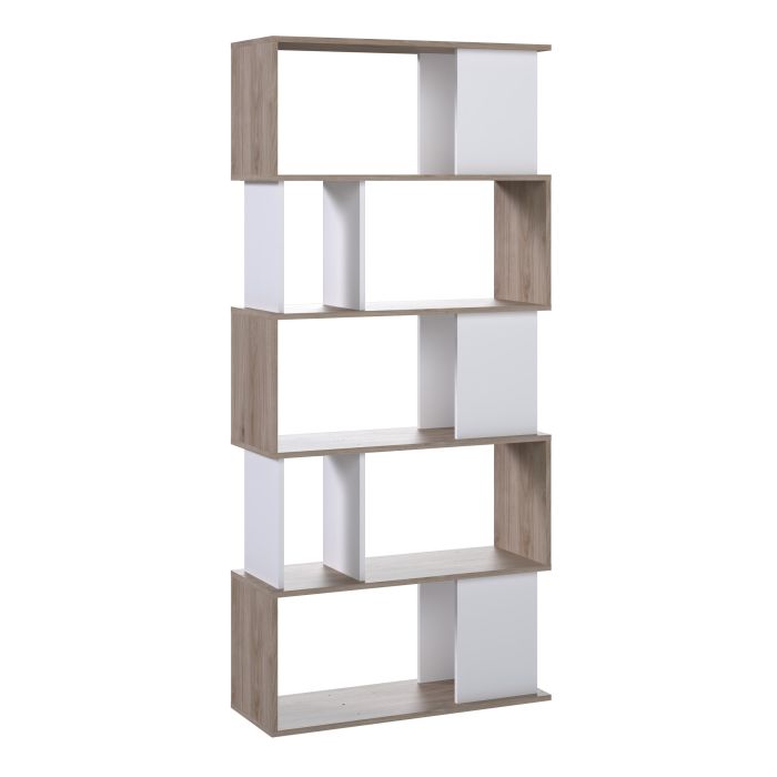 Maze Open Bookcase 4 Shelves in Jackson Hickory Oak and White - UK