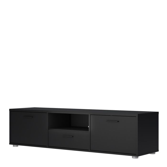 Media TV-unit with 2 doors 1 drawer 147 cm Black - UK