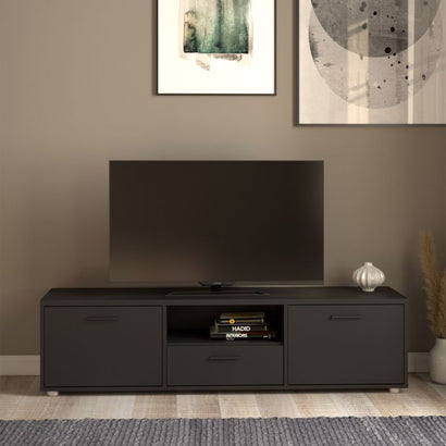 Media TV-unit with 2 doors 1 drawer 147 cm Black - UK - Furniture One Shop