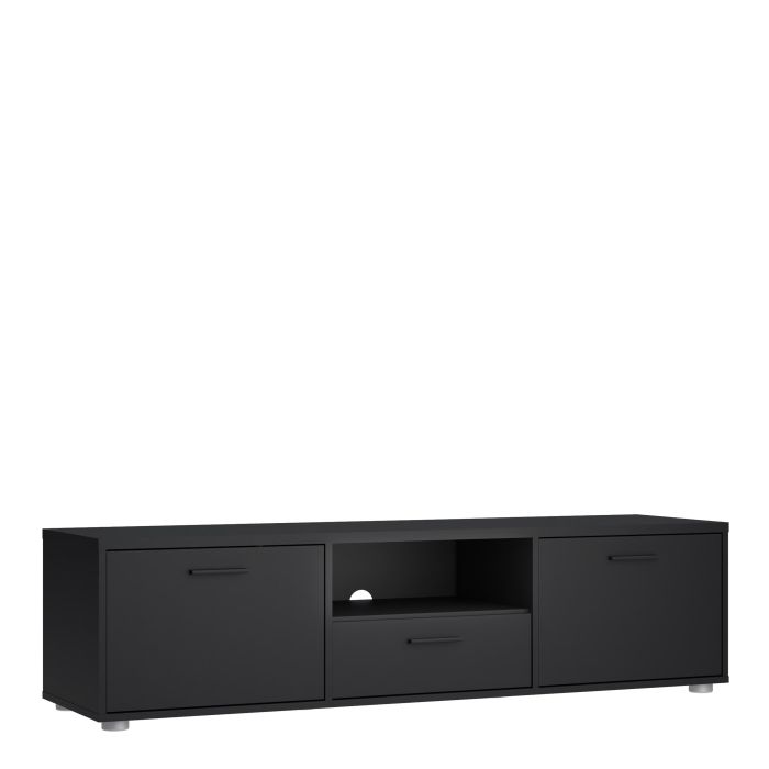 Media TV-unit with 2 doors 1 drawer 147 cm Black - UK