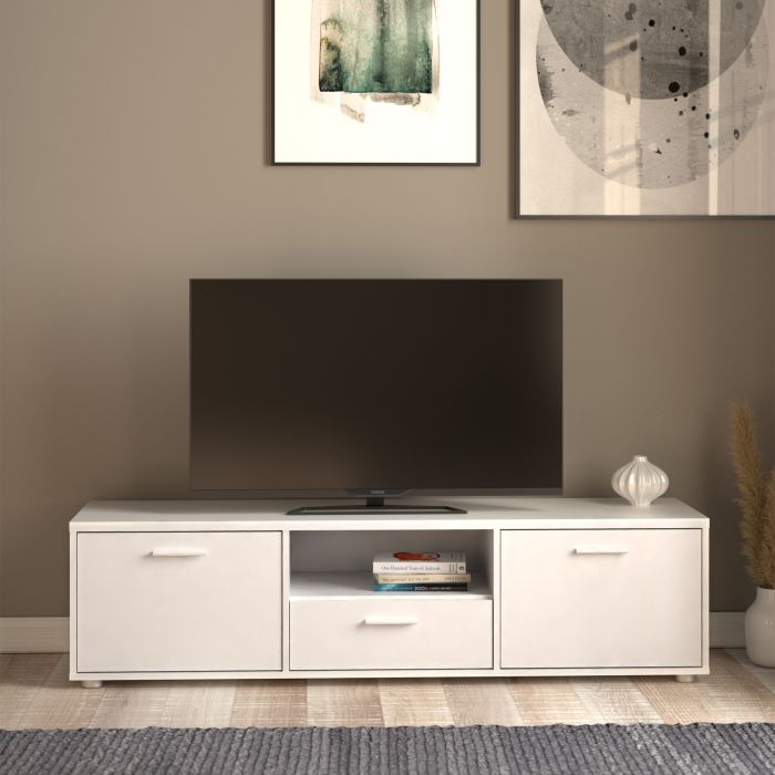 Media TV-unit with 2 doors 1 drawer 147 cm White - UK