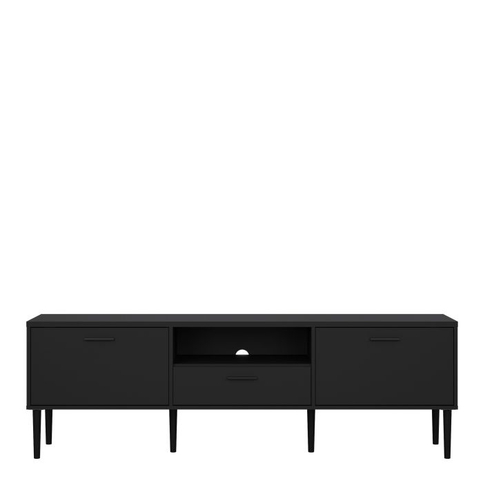 Media TV-Unit with 2 Doors 1 Drawer in Black - UK