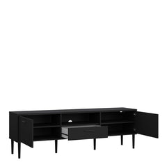 Media TV-Unit with 2 Doors 1 Drawer in Black - UK