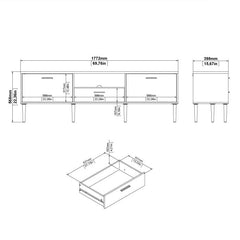 Media TV-Unit with 2 Doors 1 Drawer in Black - UK