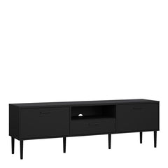 Media TV-Unit with 2 Doors 1 Drawer in Black - UK