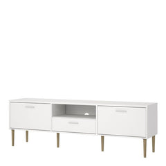 Media TV-Unit with 2 Doors 1 Drawer in White - UK