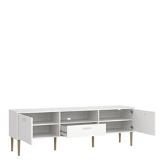 Media TV-Unit with 2 Doors 1 Drawer in White - UK
