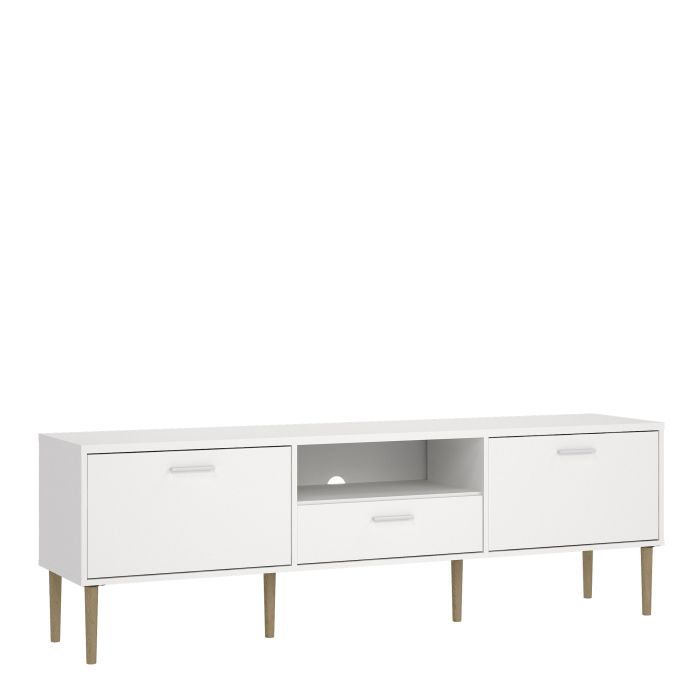 Media TV-Unit with 2 Doors 1 Drawer in White - UK