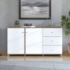 Merlot White Gloss And Warm Oak Effect Sideboard