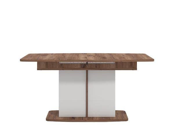 Merlot White Gloss And Warm Oak Extending Dining Table