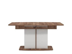Merlot White Gloss And Warm Oak Extending Dining Table