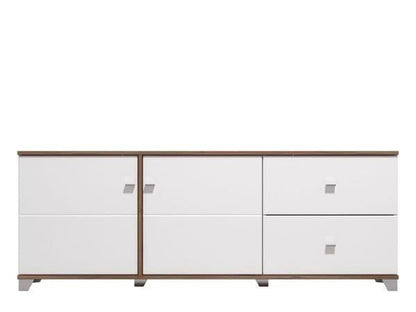 Merlot White Gloss And Warm Oak TV Unit Cabinet