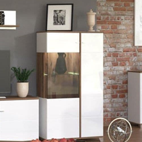 Merlot White Gloss Oak Effect Low Display Cabinet