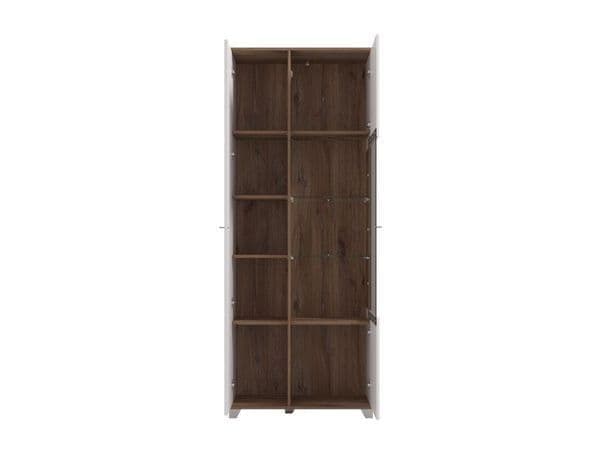 Merlot White High Gloss And Oak Effect Display Cabinet
