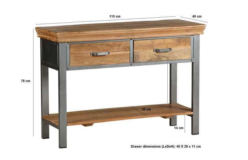 Metropolis Industrial 2 Drawer Console Table