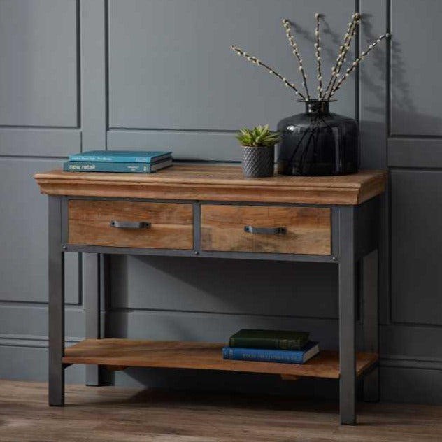 Metropolis Industrial 2 Drawer Console Table