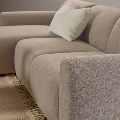 Midfield Fabric Left Hand 3 Seater Corner Sofa In Beige