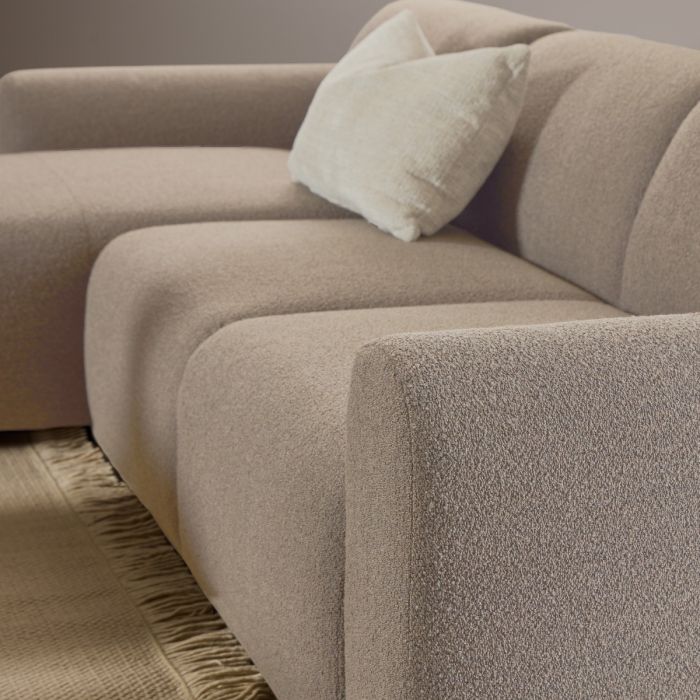 Midfield Fabric Left Hand 3 Seater Corner Sofa In Beige