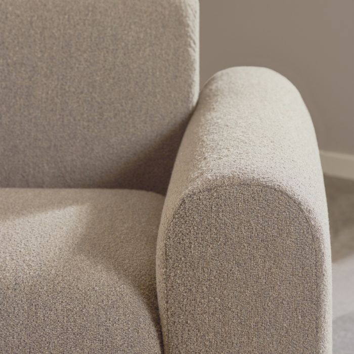 Midfield Fabric Left Hand 3 Seater Corner Sofa In Beige