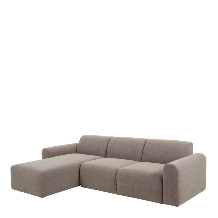 Midfield Fabric Left Hand 3 Seater Corner Sofa In Beige